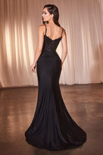 Black Fitted Satin & Lace Gown With Off The Shoulder Accessory