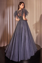 Midnight Blue Embellished Tulle A-Line Dress