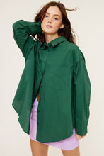 Deep Green Loose Fit Button Down Shirt