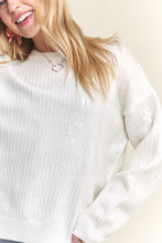 Off White Sequins Accent Sweater Top