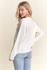 Off White Sequins Accent Sweater Top