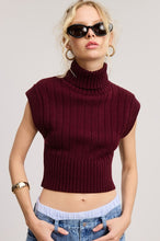 Burgundy Soft Ribbed High Neck Crop Sweater Top