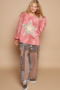 Mulberry Multi Vintage Washed Star Patch With Stude Knit Top