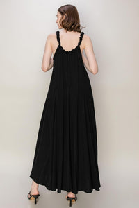 Black Love Frill A-Line Maxi Dress