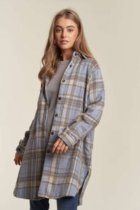 Blue Button Down Flannel Shacket