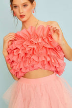 Coral Side Zipper Tier Ruffle Tube Top