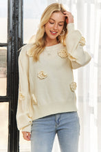 Ivory Floral Applique Sweater Top