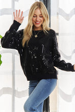 Black Sequins Accent Sweater Top