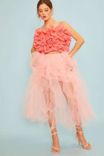 Coral Side Zipper Tier Ruffle Tube Top