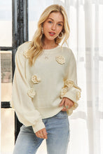 Ivory Floral Applique Sweater Top