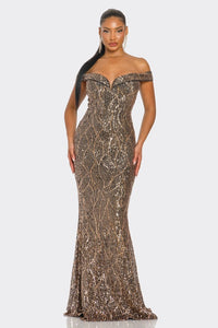 Gold Sirene Sequins Maxi Dress