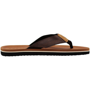 Mens Flip Flop Sandal Brown Twill