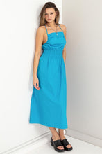 Aqua Poplin Backless Midi Dress