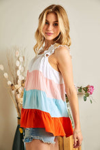 Multi Frill Straps Color Block Blouse