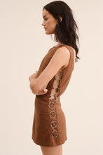 Walnut Side Cut Out Mini Dress With Unique Metal