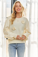 Ivory Floral Applique Sweater Top