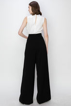 Black Waist Flap Chain Detail Wide Pants