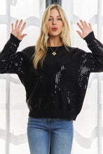 Black Sequins Accent Sweater Top