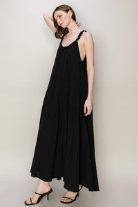 Black Love Frill A-Line Maxi Dress