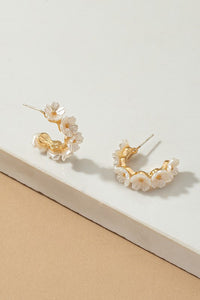 Premium Hoop Earrings With Pearlized Flowers