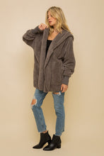 Steel Grey Faux fur So Soft plush hooded jacket with pockets