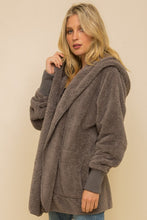 Steel Grey Faux fur So Soft plush hooded jacket with pockets