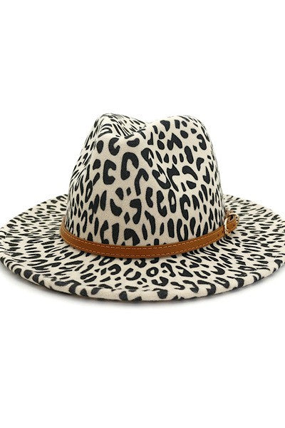 Cream Leopard Western Felt Hat