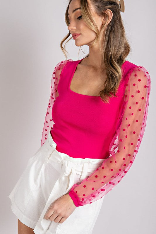 Zara pink cheap polka dot top