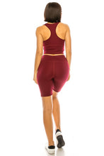 Burgundy Crop Tank Top Biker Short Set