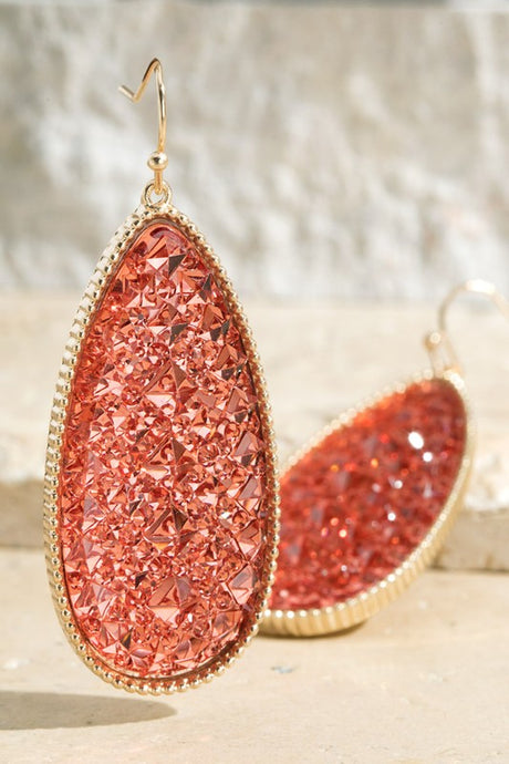 Pink Glitter Plastic Earrings