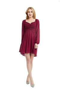 Burgundy Formal Long Sleeve Dress