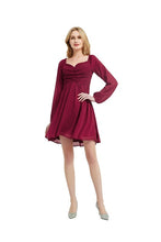 Burgundy Formal Long Sleeve Dress