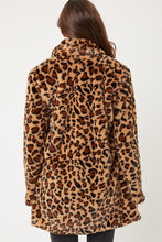 Brown Leopard Print Notch Collar Faux Fur Teddy Coat