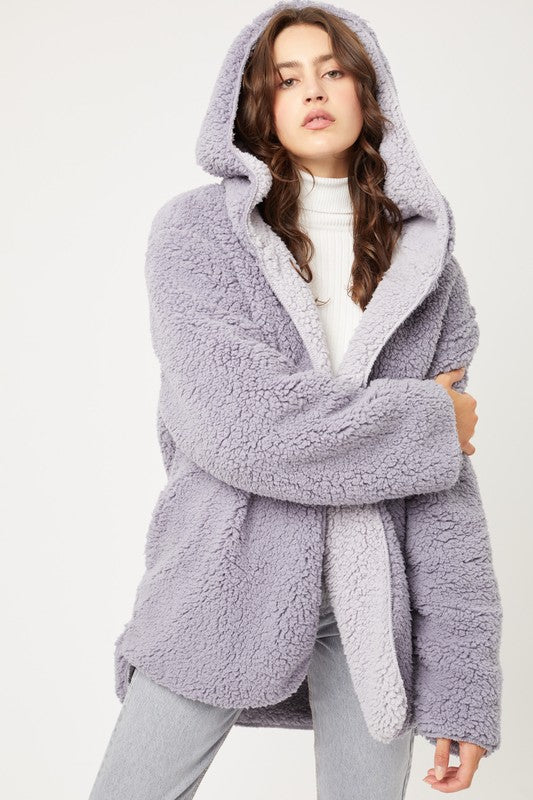 Lavender Teddy Faux Fur Sherpa Fleece Jacket Aquarius Brand