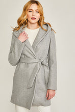 Lt.Grey JQ Fleece Belted Hoodie Coat