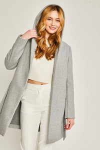 Lt.Grey JQ Fleece Belted Hoodie Coat