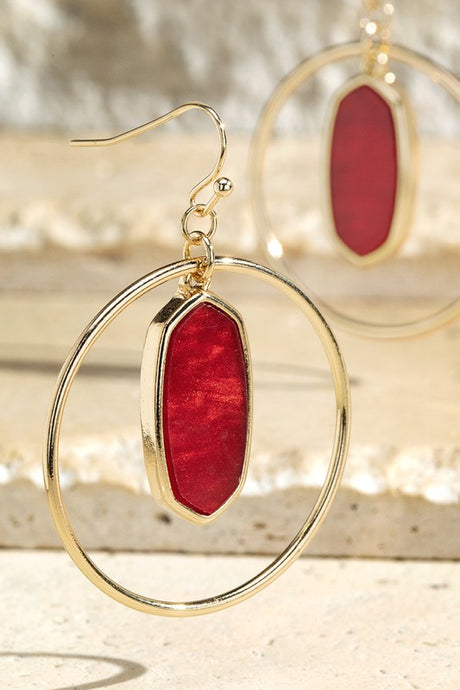 Red Luminous Aceteate Wire Earrings