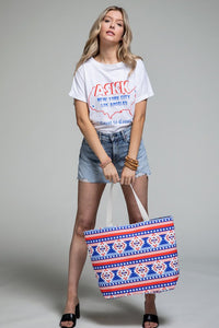 Americana Ethnic Print Tote Bag