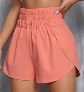 Pink Elasticized Waist Active Wear Shorts