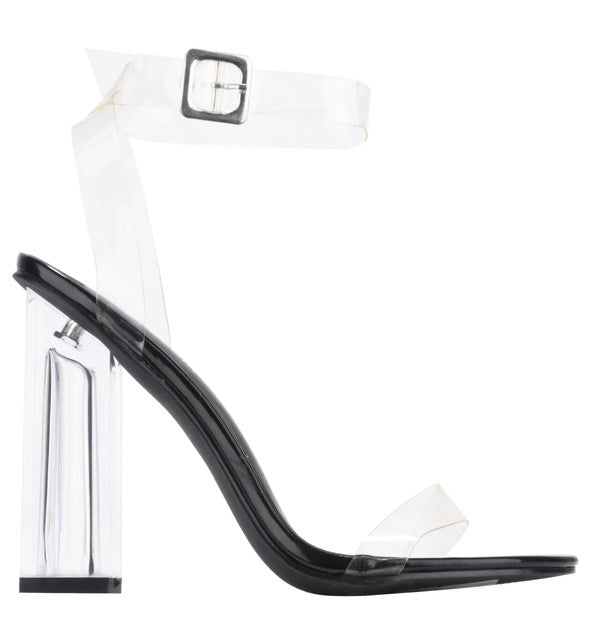 Clear Heel Party Black High Heels