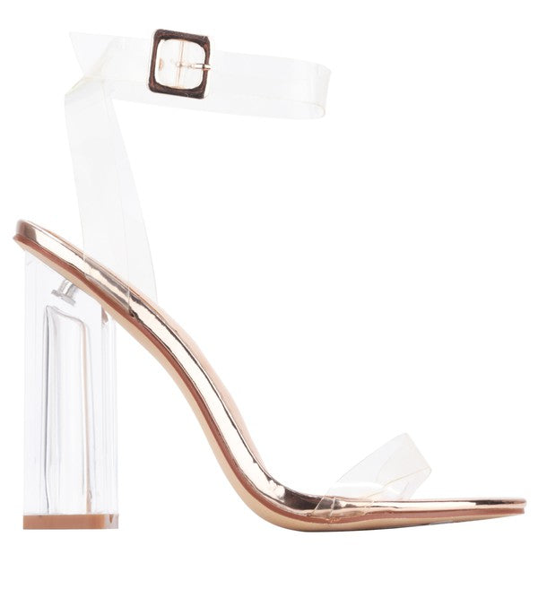 Clear Heel Party Rose Gold High Heels