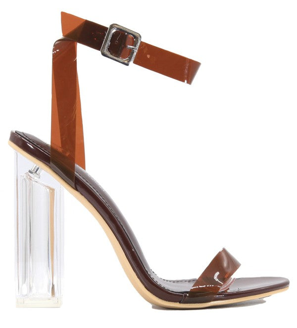 Clear Heel Party Brown High Heels