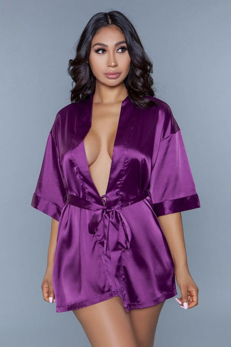 Dark Purple Getting Ready Robe Rose Pink