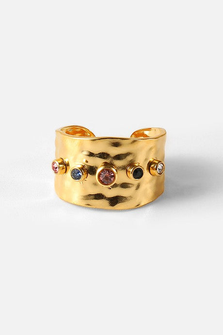 Gold 18k Gold Plated Stainless Steel Wide Ring