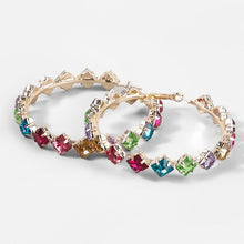 Multi Diamond Shape Rhinestone Hoop Earrings