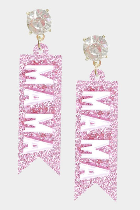 Pink Glittered Resin Link Earrings