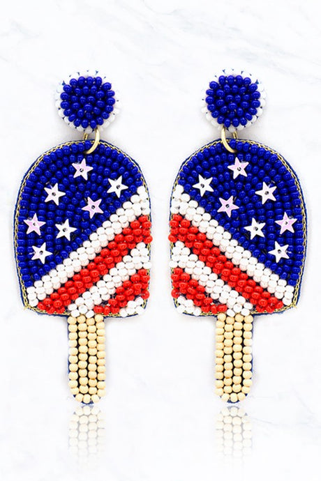 American Flag Beaded Popsicle Earrings