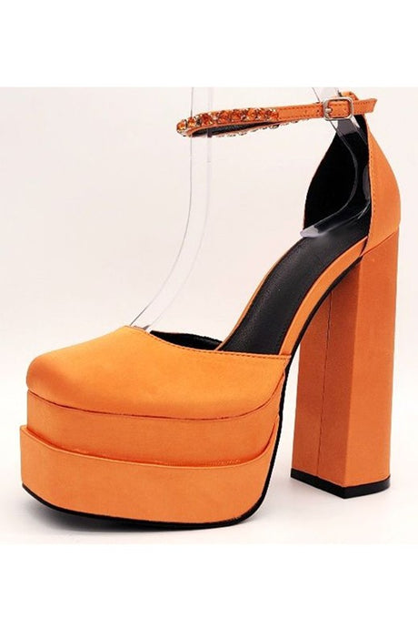 Orange Satin Fashion Evening Dress High Heels