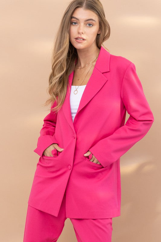 Hot Pink 3-piece Pantsuit for Women, Pink Blazer Trouser Suit for Women  With Bralette Top, Relaxed Fit Blazer and High Waist Pants -  Sweden