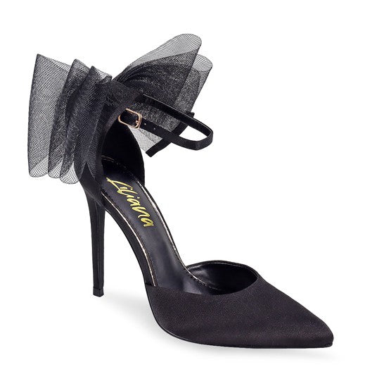 Black Bow Pointed Toe High Heels